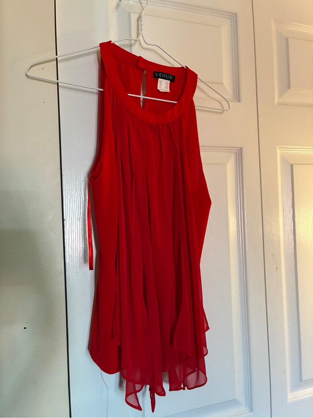 VENUS Red Pleated Chiffon Tank Top - Picture 2 of 3